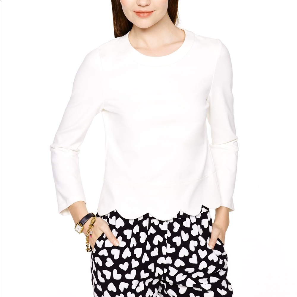 Kate Spade
Women's White Ponte Scallop Crop Top